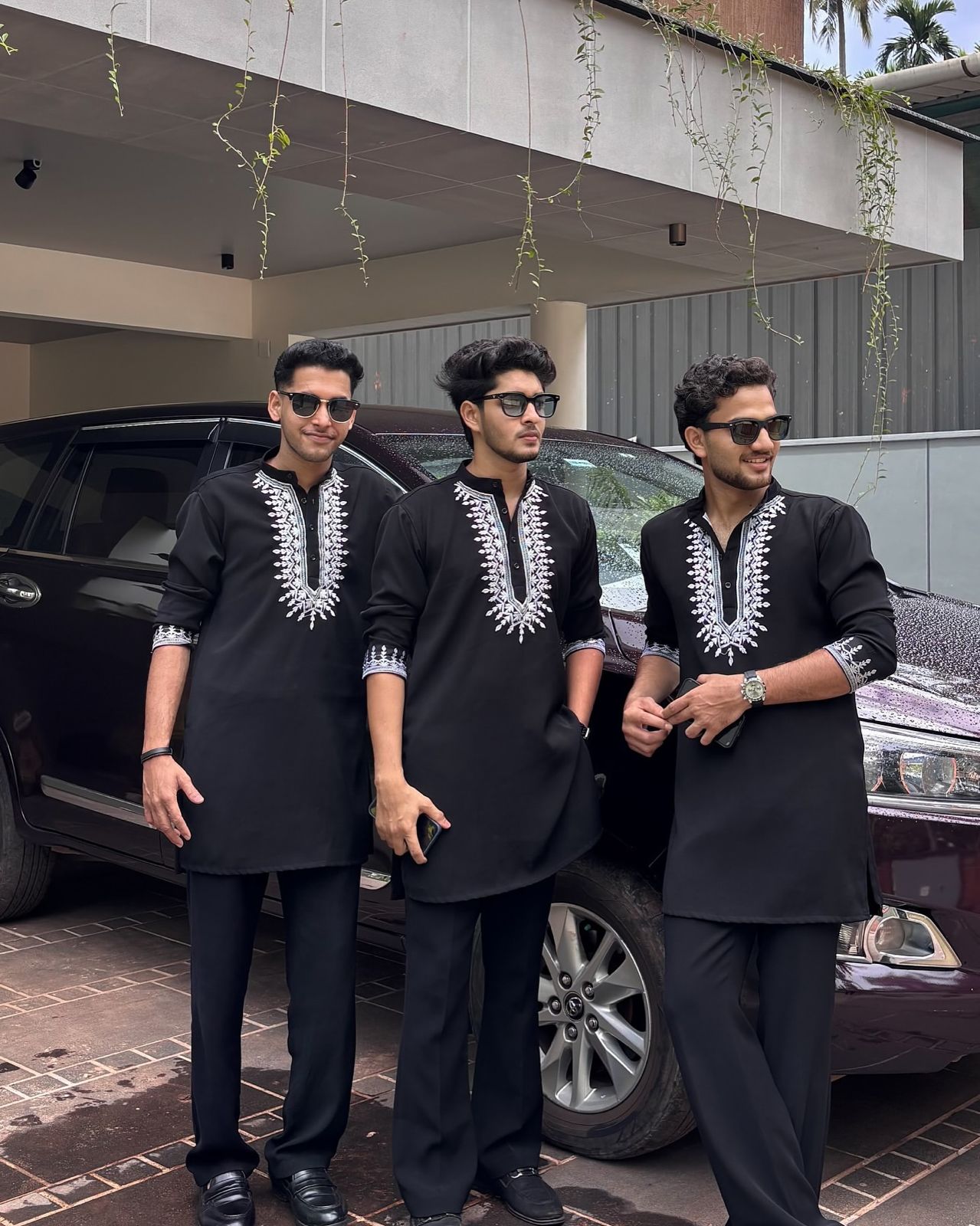 Black Cotton Embroidered Kurta PAJAMA