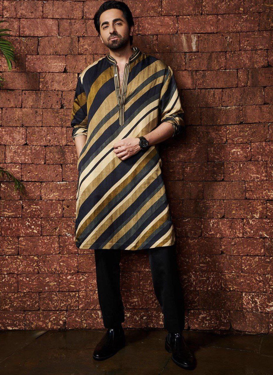 AK Printed Kurta With Black Pajama