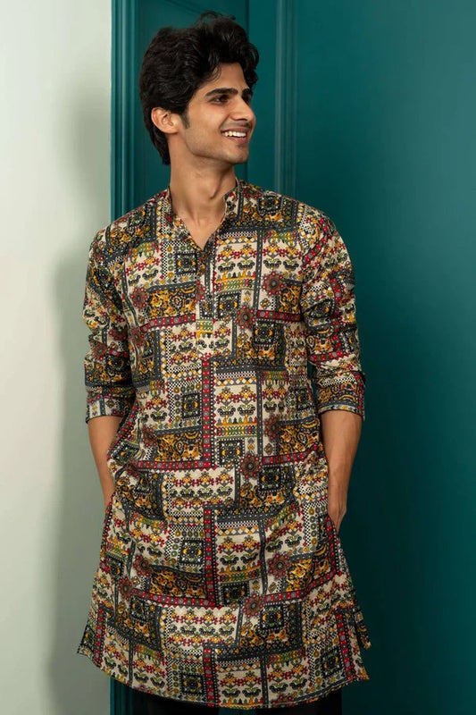 MIX PATOLA TYPE FLOWER PRINTED KURTA PAJAMA