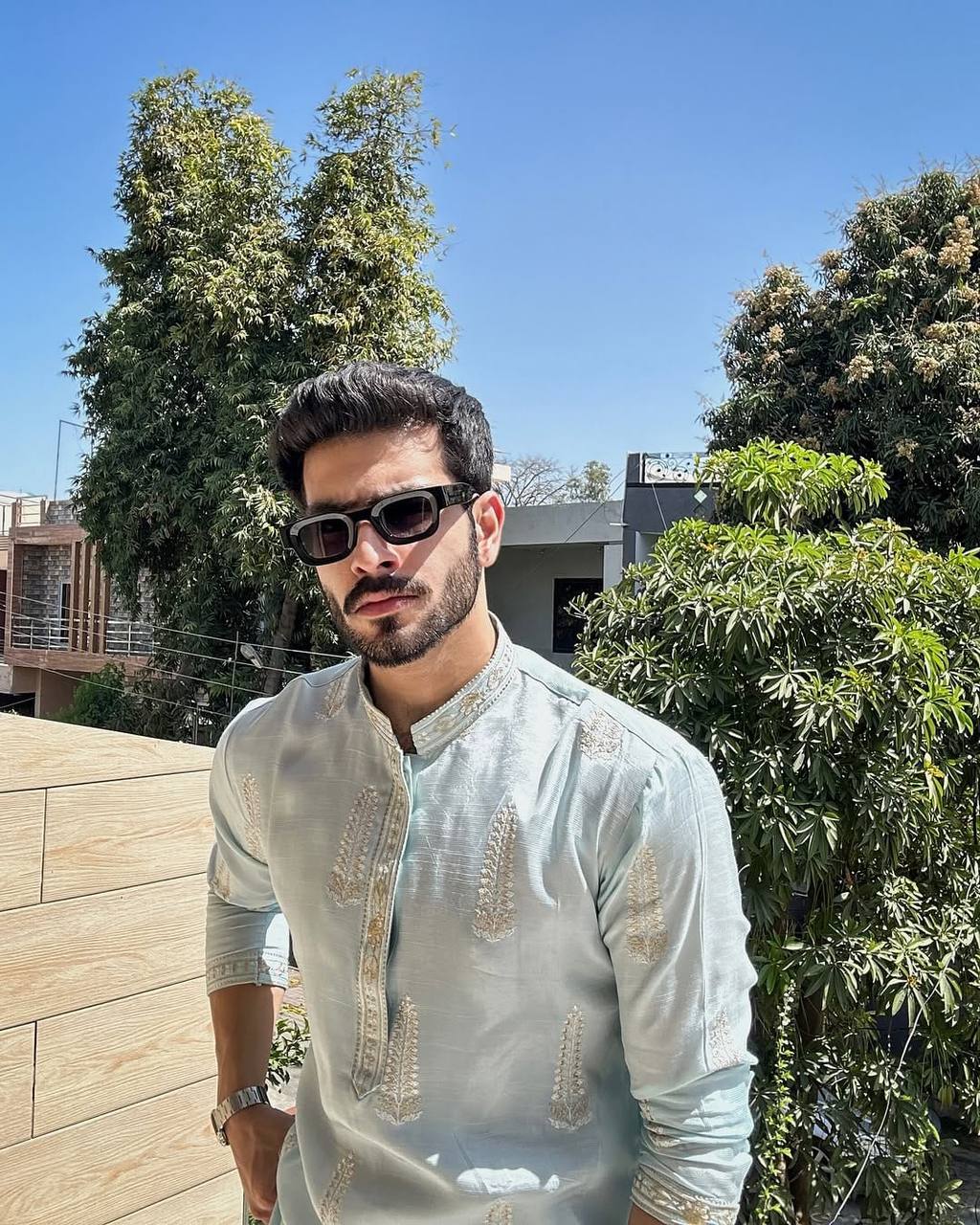 STYLISH SKY BLUE EMBROIDERY WORK DESIGNER KURTA FOR MEN'S