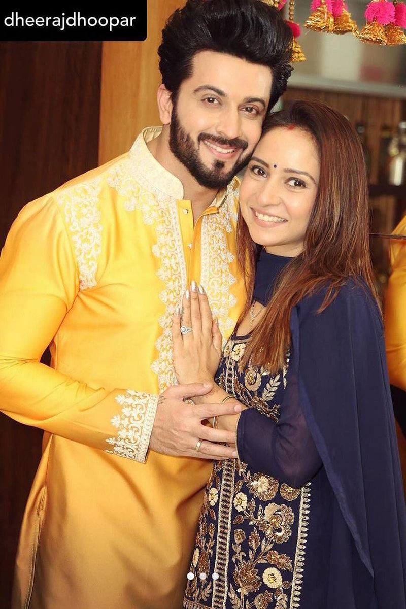 YELLOW NECK OMBRE KURTA SET