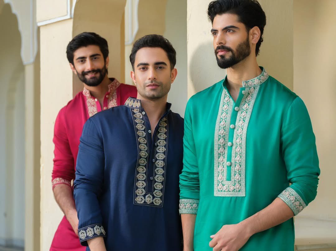 TEAL GREEN NECK JARI HEAVY EMBROIDERED KURTA WITH PANT SET