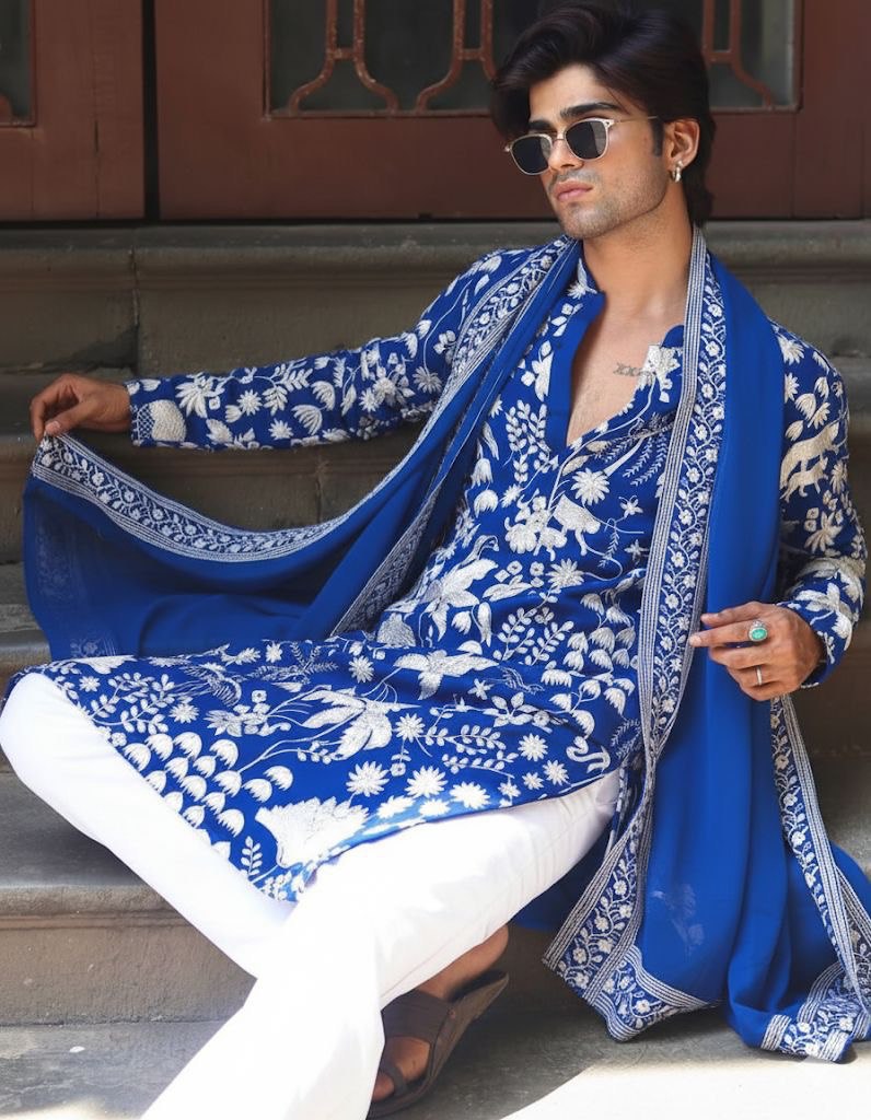 ROYAL BLUE KURTA WITH PANT WITH DUPATTA