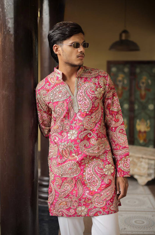 Rani Keri Position Printed Premium Kurta