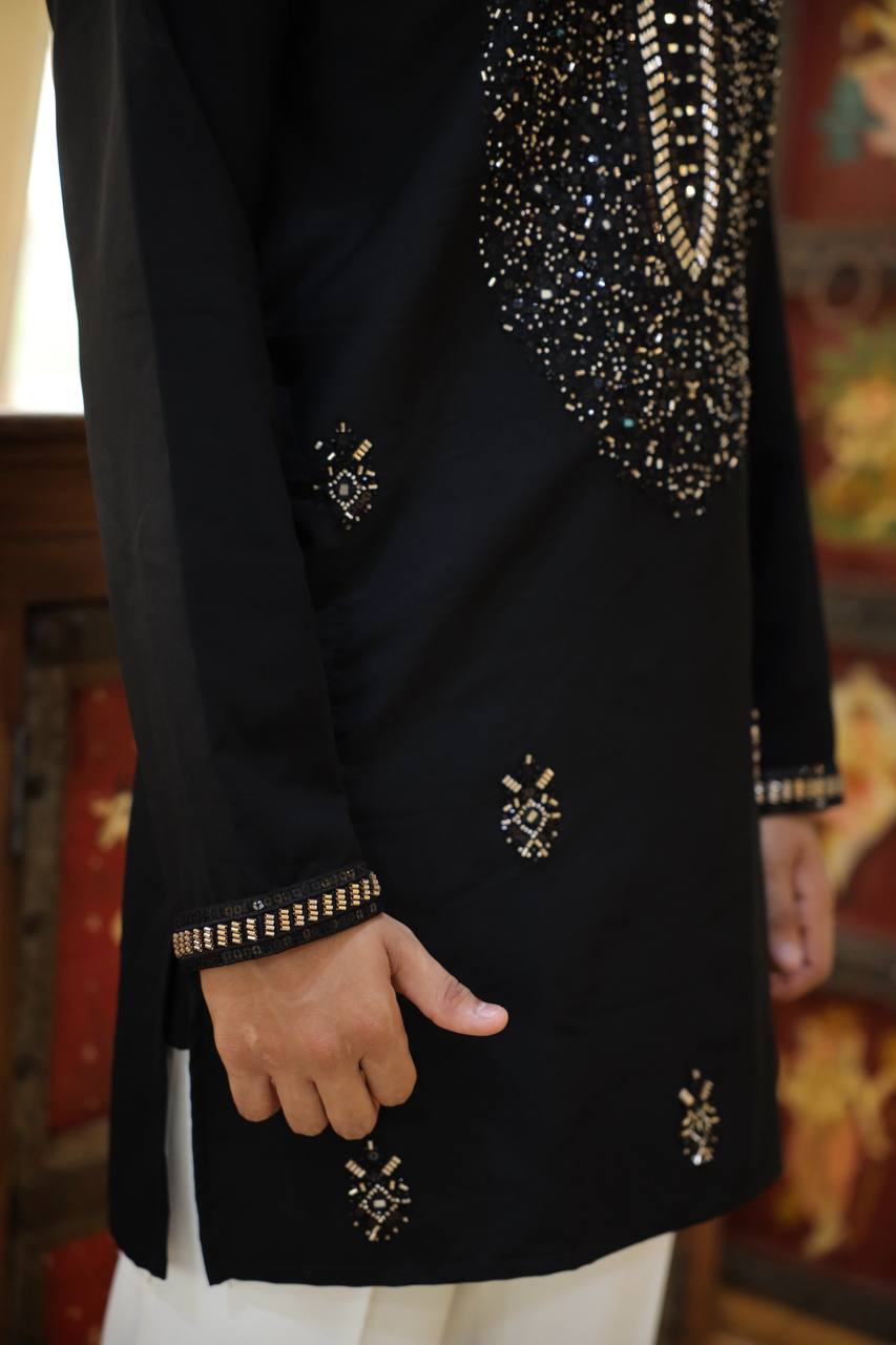 Black Imperial Bites & Mirror-Work Kurta