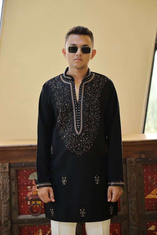 Black Imperial Bites & Mirror-Work Kurta