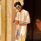 LIGHT BEIGE KRISHNA WITH COW PRINT KURTA PAJAMA