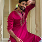 TRENDY PINK NECK EMBROIDERY KURTA PAJAMA SET