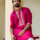 TRENDY PINK NECK EMBROIDERY KURTA PAJAMA SET