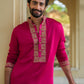 TRENDY PINK NECK EMBROIDERY KURTA PAJAMA SET