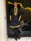 FESTIVAL SPECIAL BLACK EMBROIDERED DESIGNER KURTA PAJAMA SET