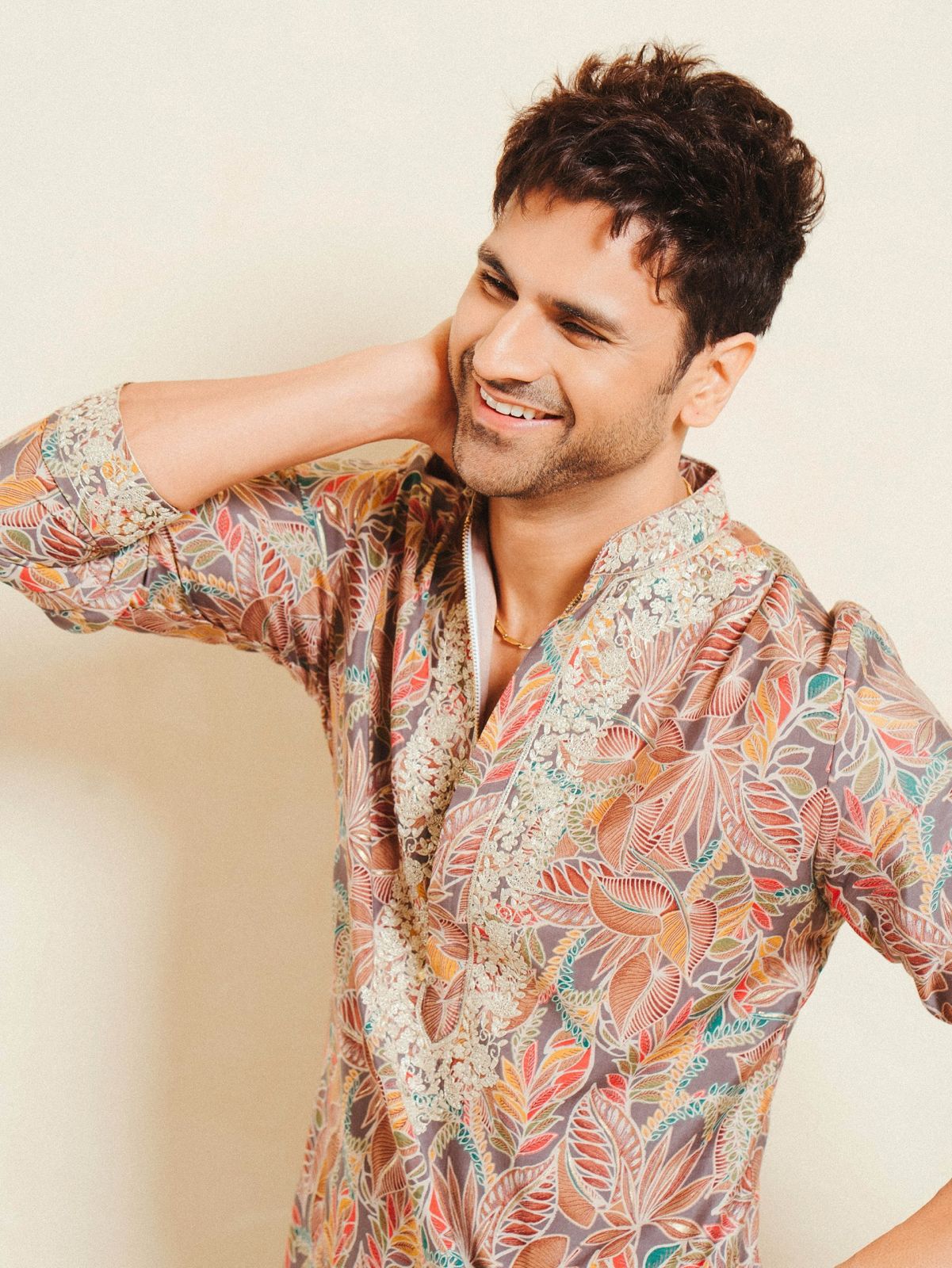 MULTI PRINTED KURTA WITH NECK EMBROIDERY KURTA WITH PAJAMA