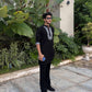 Black Cotton Embroidered Kurta PAJAMA