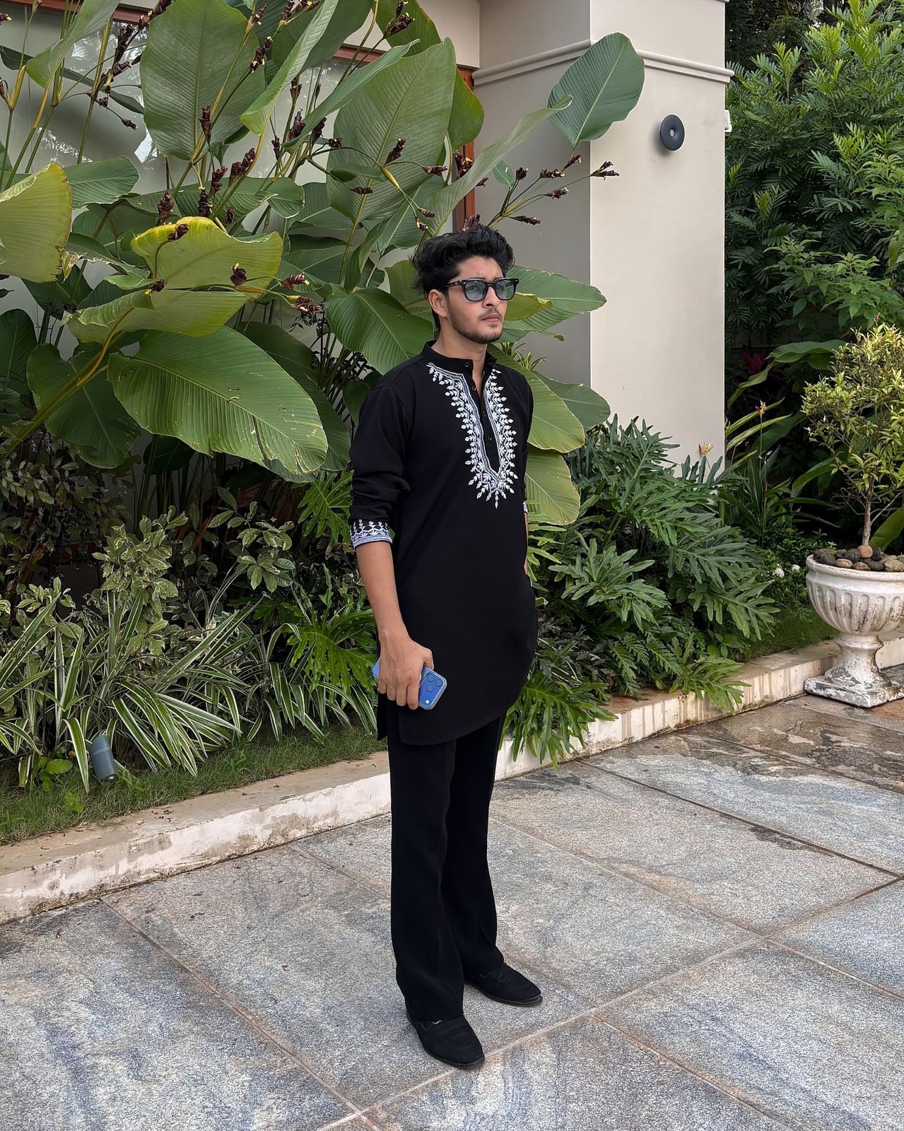 Black Cotton Embroidered Kurta PAJAMA