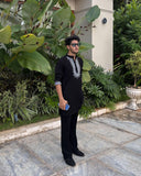 Black Cotton Embroidered Kurta PAJAMA