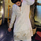 WHITE ELEPHANT AND BUTTI EMBROIDERY WORK KURTA PAJAMA SET