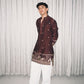 BROWN  ELEPHANT AND BUTTI EMBROIDERY WORK KURTA PAJAMA SET