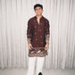 BROWN  ELEPHANT AND BUTTI EMBROIDERY WORK KURTA PAJAMA SET