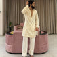 white cotton multi therd embroiderd  work kurta pajama