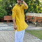 FAISU MUSTARD YELLOW  MIRROR EMBROIDERY KURTA AND PAJAMA