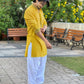FAISU MUSTARD YELLOW  MIRROR EMBROIDERY KURTA AND PAJAMA