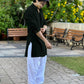 FAISU BLACK MIRROR EMBROIDERY KURTA AND PAJAMA