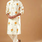 IVORY CHANDERI HANDLOOM PRINTED KURTA PAJAMA SET FOR MEN'S
