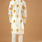 IVORY CHANDERI HANDLOOM PRINTED KURTA PAJAMA SET FOR MEN'S
