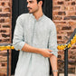 POWDER BLUE EMBRODARY WORK KURTA WITH PAJAMA SET