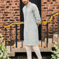 POWDER BLUE EMBRODARY WORK KURTA WITH PAJAMA SET
