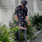 STYLISH BLACK ZIPPER N EMBROIDERED WORK KURTA WITH PAJAMA