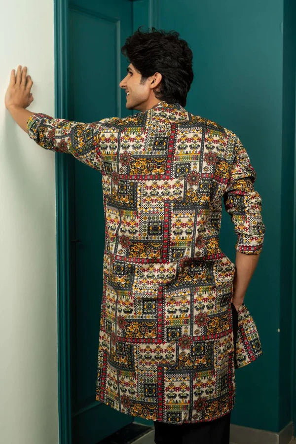 MIX PATOLA TYPE FLOWER PRINTED KURTA PAJAMA