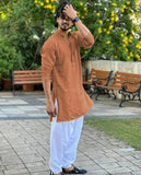 FAISU BROWN  MIRROR EMBROIDERY KURTA AND PAJAMA