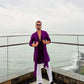 PURPLE EMBROIDERED WORK KURTA PAJAMA AND DUPATTA