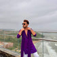 PURPLE EMBROIDERED WORK KURTA PAJAMA AND DUPATTA