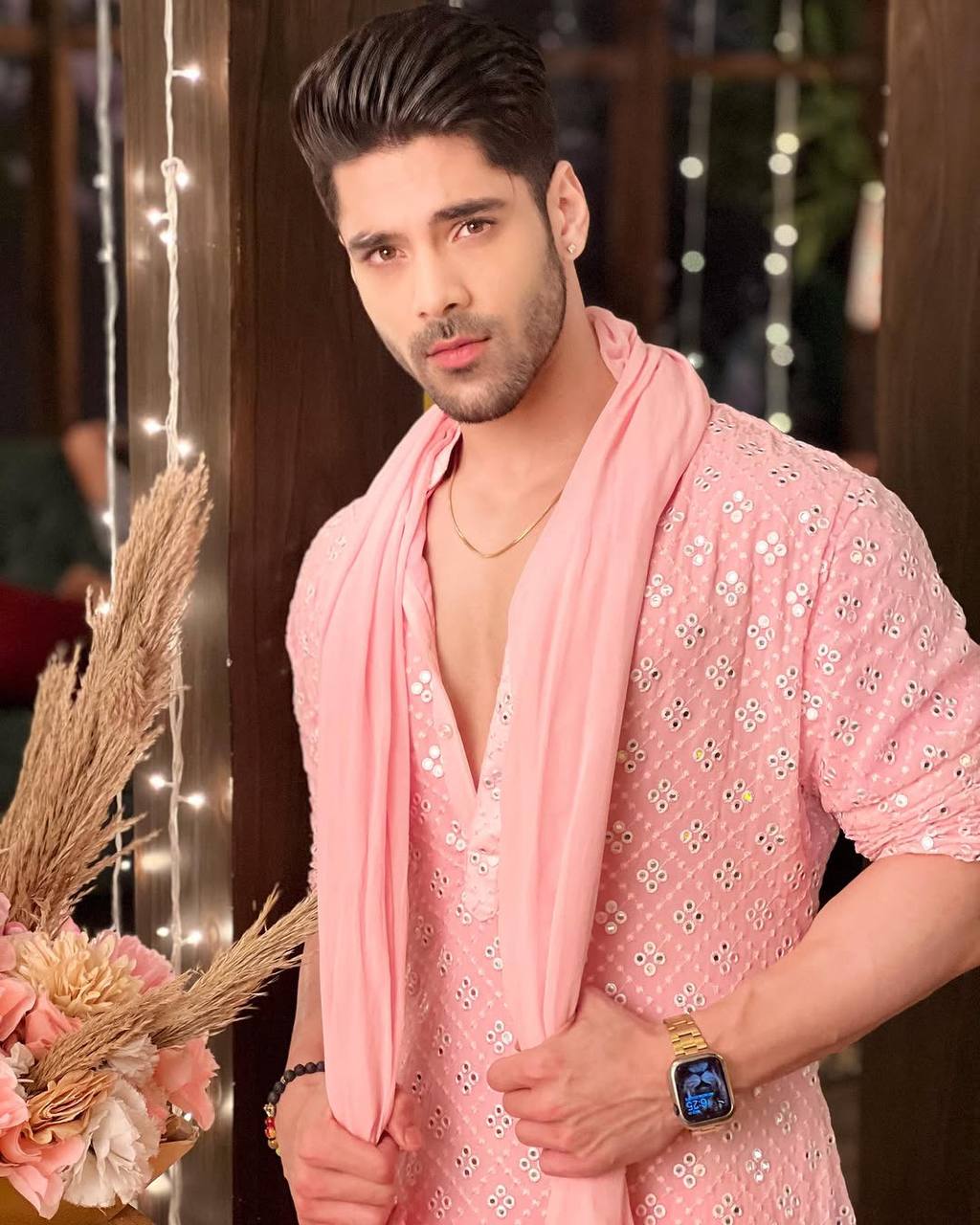 PINK MIRROR MEN'S DESIGENER KURTA WITH PAJAMA WITH DUPATTA