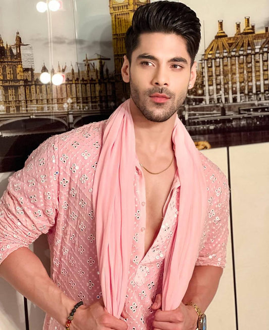 PINK MIRROR MEN'S DESIGENER KURTA WITH PAJAMA WITH DUPATTA