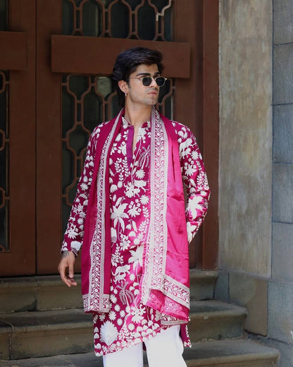 WINE KURTA WITH PANT WITH DUPATTA