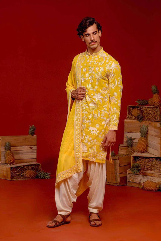 YELLOW HALDI  KURTA WITH PANT WITH DUPATTA