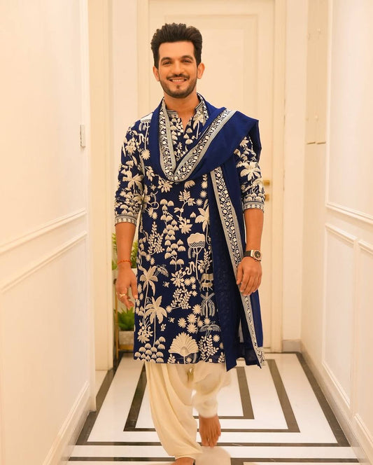 NAVY BLUE KURTA WITH PANT WITH DUPATTA