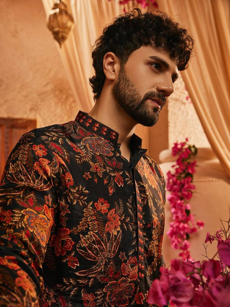 EVAN FLORAL GREEN PRINTED KURTA PAJAMA SET