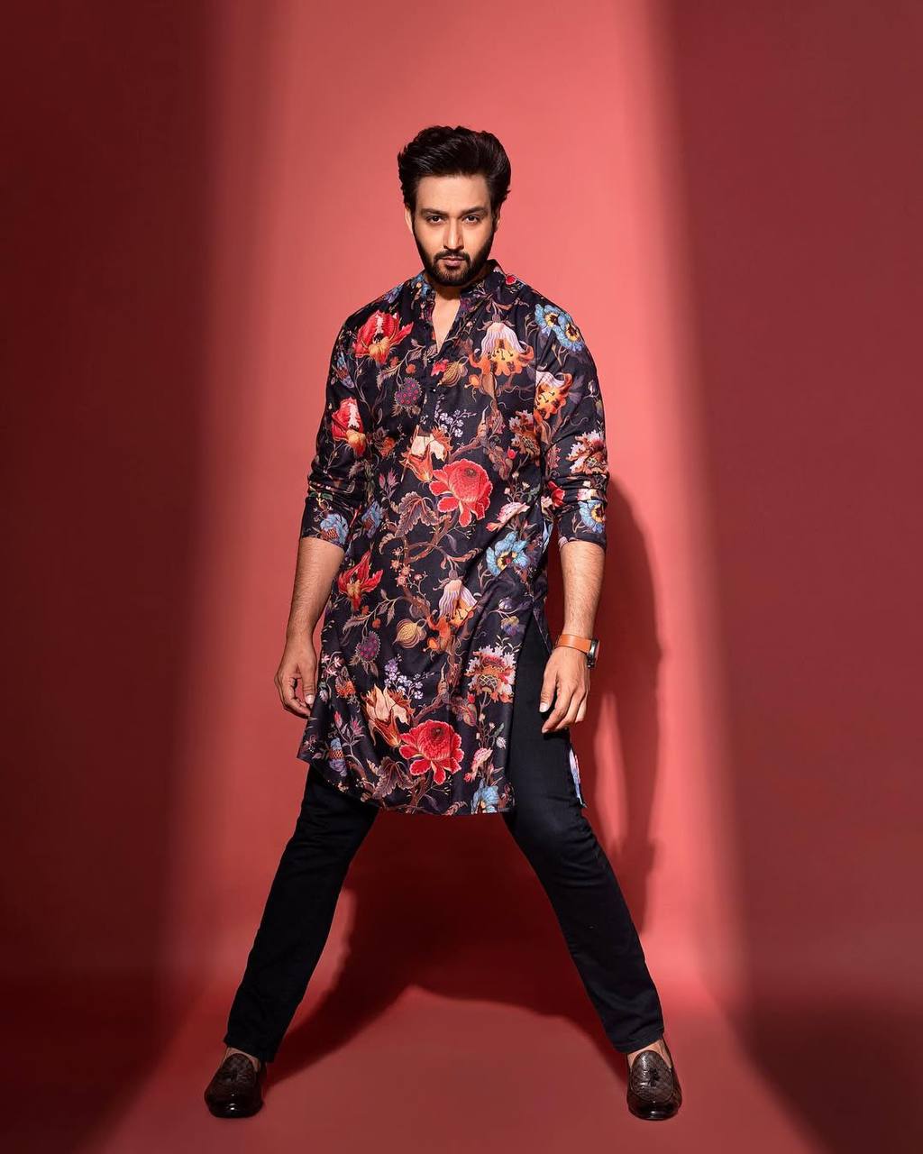 FLORAL PRINTED KURTA WITH PAJAMA SET FOR MEN