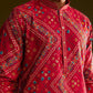 RED SILK BANDHANI PRINTED KURTA WITH PAJAMA