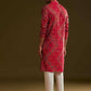 RED SILK BANDHANI PRINTED KURTA WITH PAJAMA