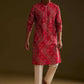 RED SILK BANDHANI PRINTED KURTA WITH PAJAMA