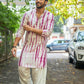 PURPLE TIE & DYE WORK KURTA PAJAM SET FOR MEN