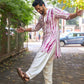 PURPLE TIE & DYE WORK KURTA PAJAM SET FOR MEN