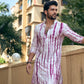 PURPLE TIE & DYE WORK KURTA PAJAM SET FOR MEN