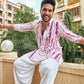PURPLE TIE & DYE WORK KURTA PAJAM SET FOR MEN