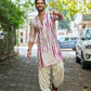 PURPLE TIE & DYE WORK KURTA PAJAM SET FOR MEN